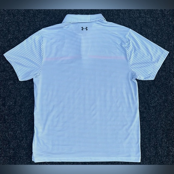 Under Armour Men’s Playoff White Striped Performance Polo Shirt Sz XL Loose Fit - Picture 3 of 6